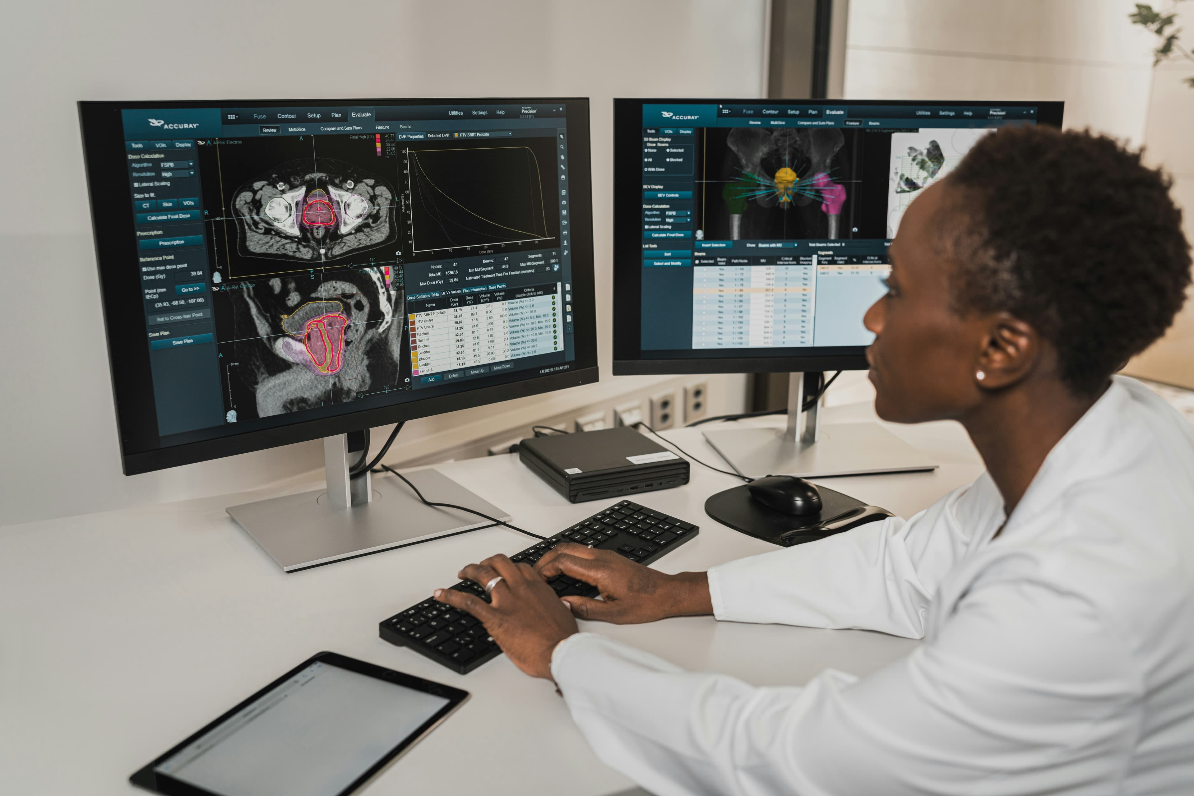 Hospital administrator reviewing facility performance dashboards